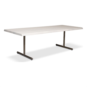 Urbia Brooks  40&quot x 79&quot Dining Table T Base in White Wash Top Brass Base