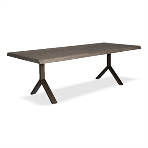 Urbia Brooks  40&quot x 116 Dining Table Y Base in Sandblasted Grey Top Brass Base