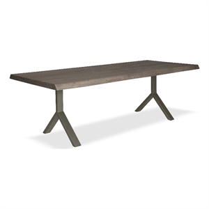Urbia Brooks  40&quot x 116 Dining Table Y Base in Sandblasted Grey Top Pewter Base