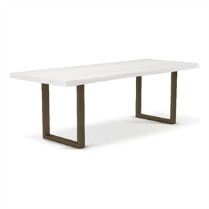 Urbia Brooks  40&quot x 116&quot Dining Table U Base in White Wash Top Brass Base
