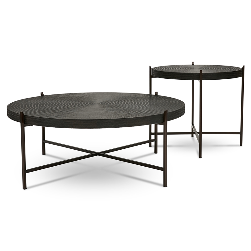 Urbia IE Series Sanskrit Coffee Table in Antique Copper Top Bronze Frame