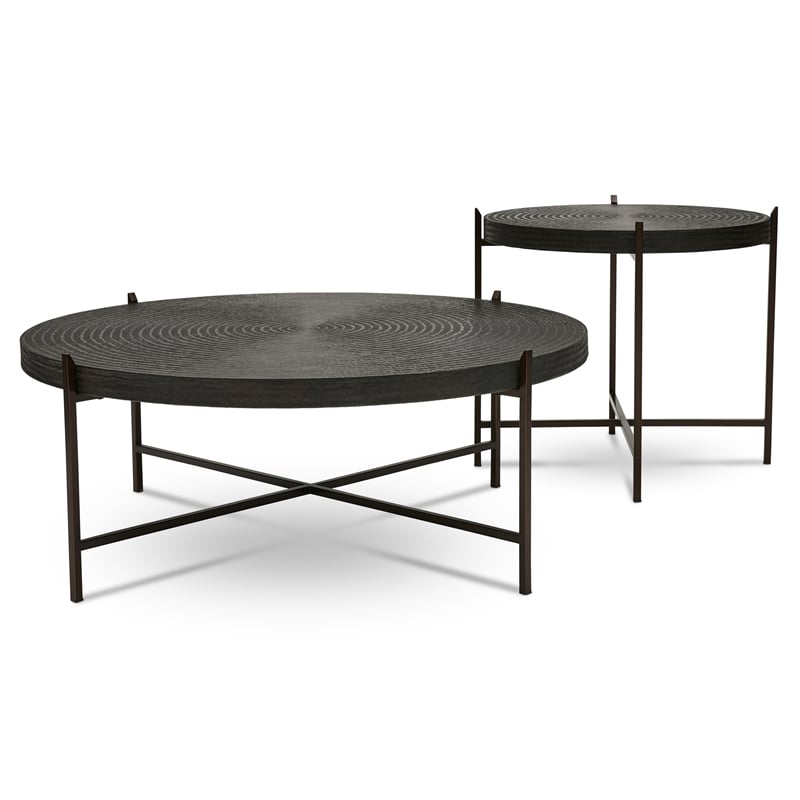 Urbia IE Series Sanskrit End Table in Antique Copper Bronze Frame
