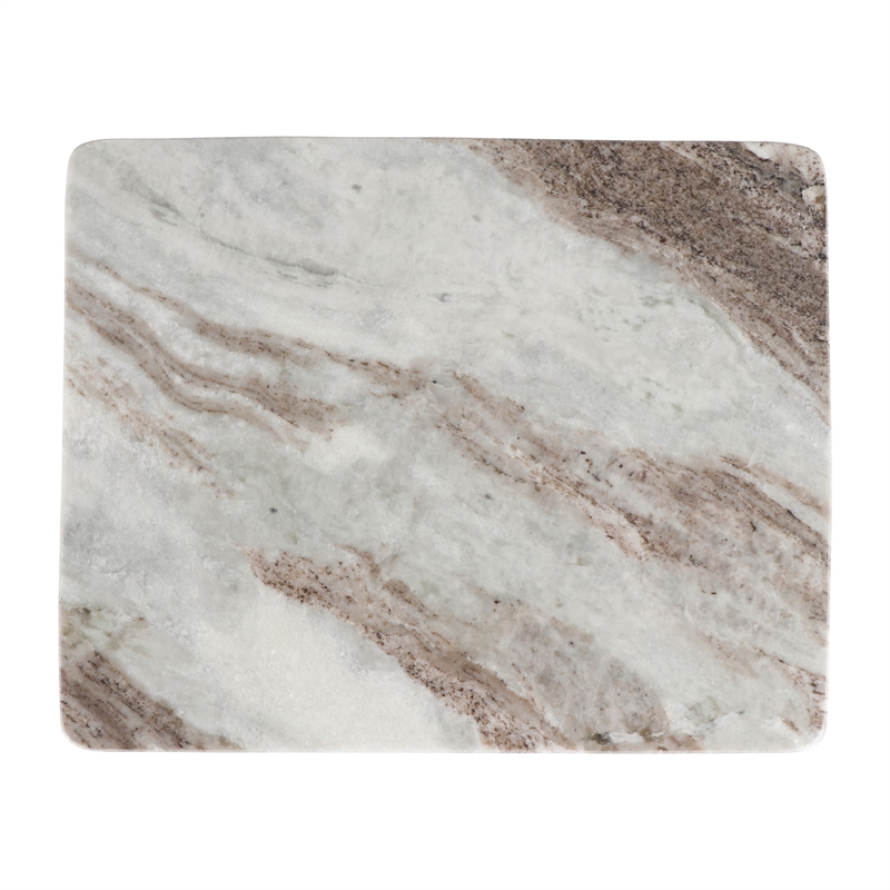 Urbia Marbelle I-Beam Marble Side Table in Toronto Sand/Antique Nickel Finish