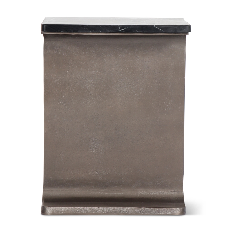 Urbia Marbelle I-Beam Marble Side Table in Fantasy Black/Bronze Finish