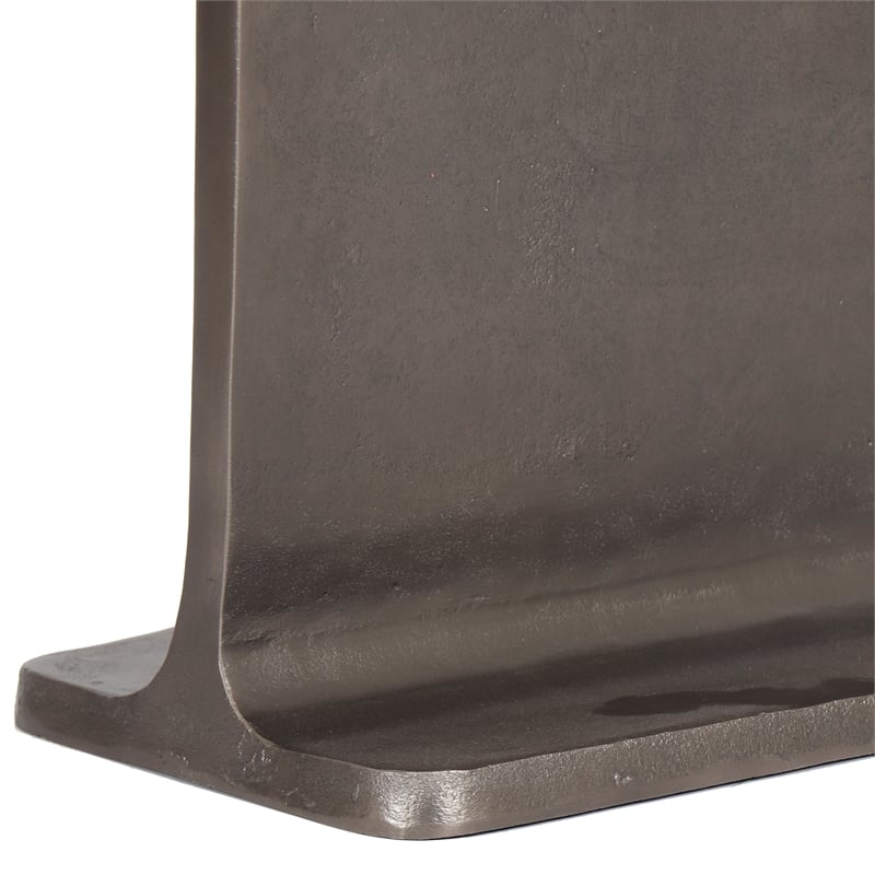 Urbia Marbelle I-Beam Marble Side Table in Fantasy Black/Bronze Finish