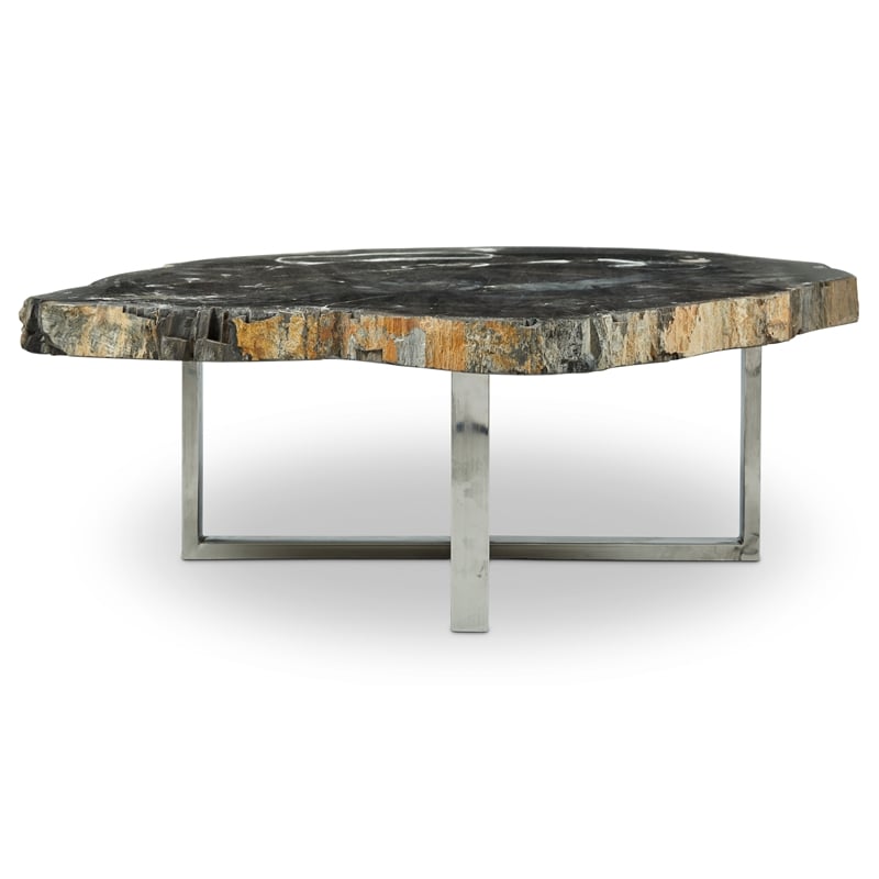 Urbia Relique Eliza Coffee Table in Stainless Steel Base/Natural Dark Top