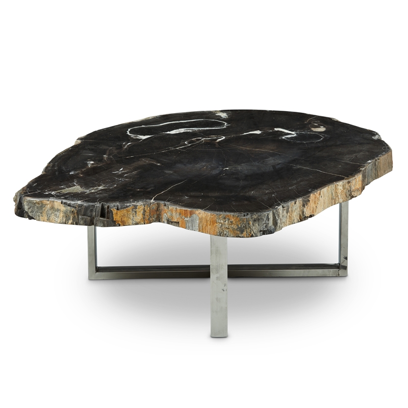 Urbia Relique Eliza Coffee Table in Stainless Steel Base/Natural Dark Top