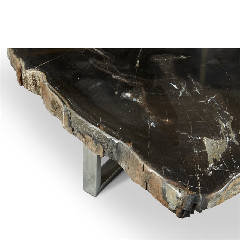 Urbia Relique Eliza Coffee Table in Stainless Steel Base/Natural Dark Top