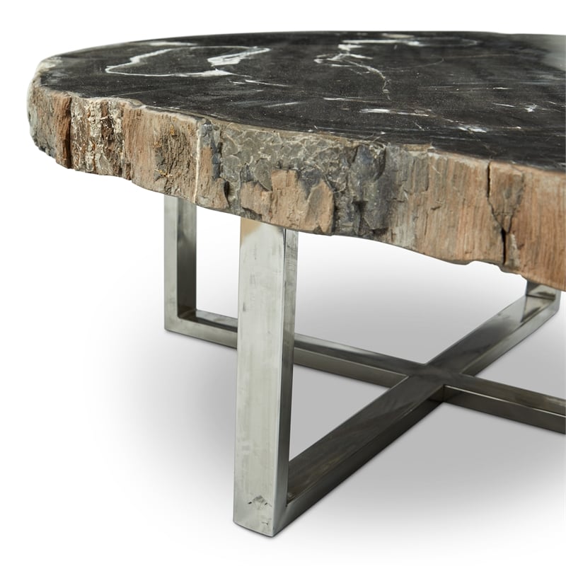 Urbia Relique Eliza Coffee Table in Stainless Steel Base/Natural Dark Top