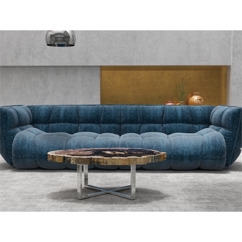 Urbia Relique Eliza Coffee Table in Stainless Steel Base/Natural Dark Top