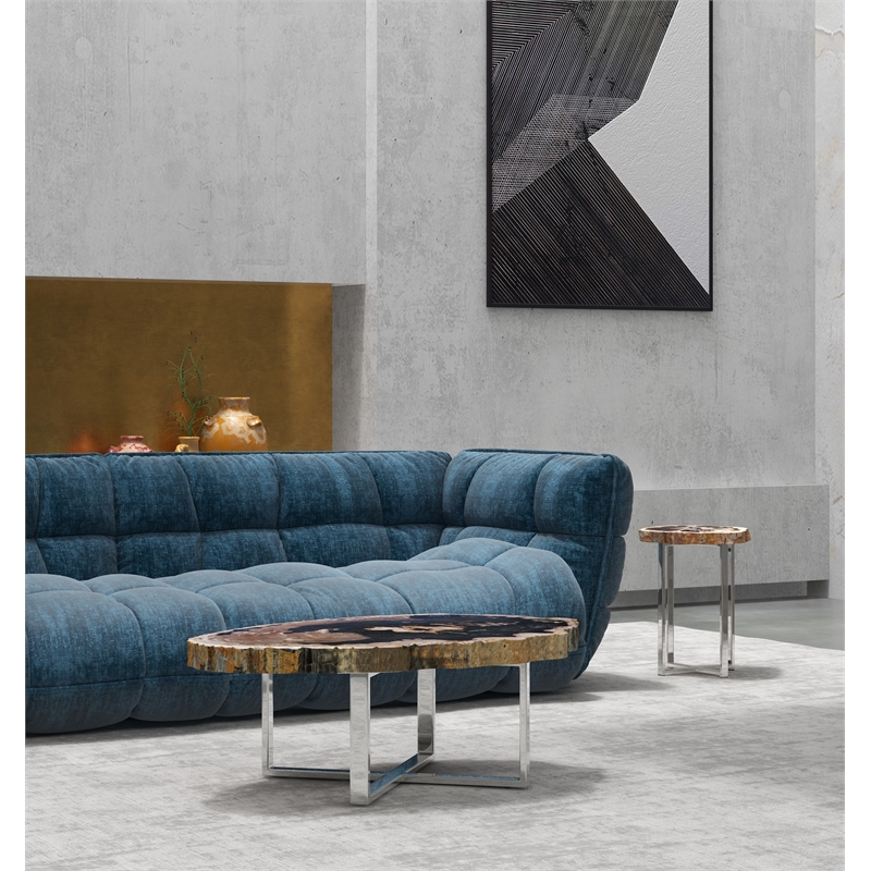 Urbia Relique Eliza Coffee Table in Stainless Steel Base/Natural Dark Top