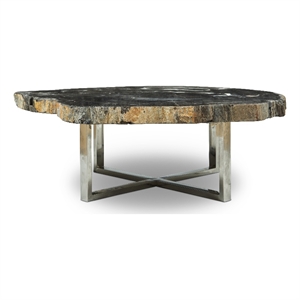 Urbia Relique Eliza Coffee Table in Stainless Steel Base/Natural Dark Top