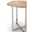 Urbia Relique Eliza End Table in Polished Stainless Steel Base Natural Light Top