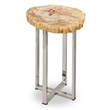 Urbia Relique Eliza End Table in Polished Stainless Steel Base Natural Light Top