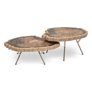 Urbia Relique Lastra Coffee Table in Stainless Steel Legs/Dark Top (Set of 2)