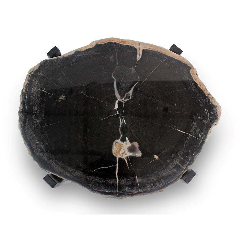 Urbia Relique Milo End Table in Black Frame Natural Dark Top