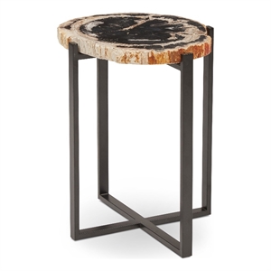 Urbia Relique Milo End Table in Black Frame Natural Dark Top