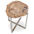Urbia Relique Milo End Table in Polished Stainless Steel Frame Natural Light Top