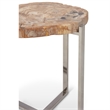 Urbia Relique Milo End Table in Polished Stainless Steel Frame Natural Light Top
