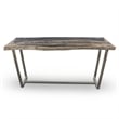 Urbia Relique Raw Console in Polished Stainless Steel Frame Natural Dark Top