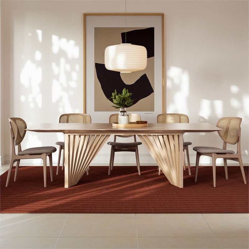 Urbia Modern Brazilian Laguna Wooden Top Dining Table in Nevoa Frame