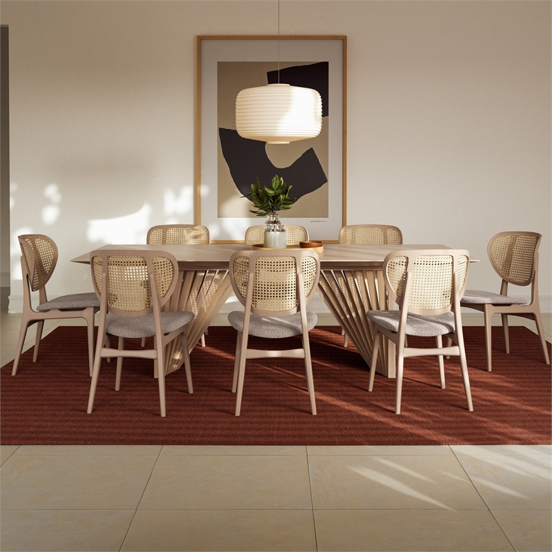 Urbia Modern Brazilian Laguna Wooden Top Dining Table in Nevoa Frame