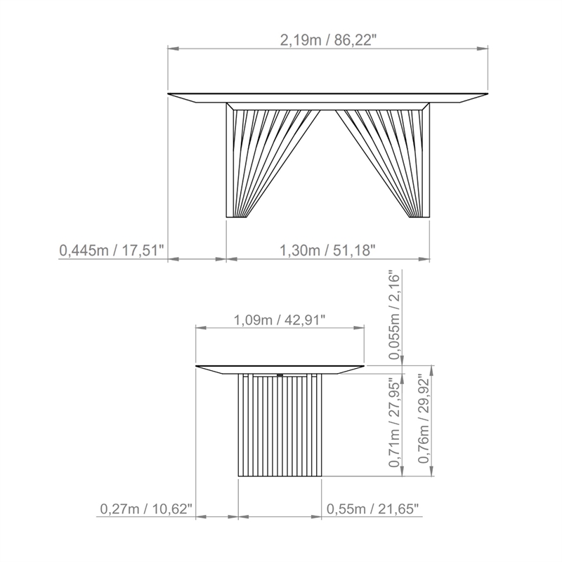 Urbia Modern Brazilian Laguna Wooden Top Dining Table in Nevoa Frame