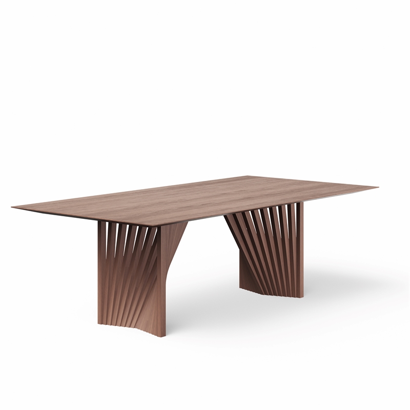 Urbia Modern Brazilian Laguna Wooden Top Dining Table in Nogal Frame