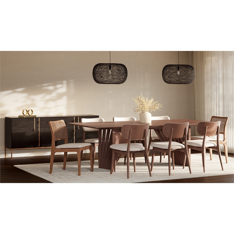 Urbia Modern Brazilian Laguna Wooden Top Dining Table in Nogal Frame