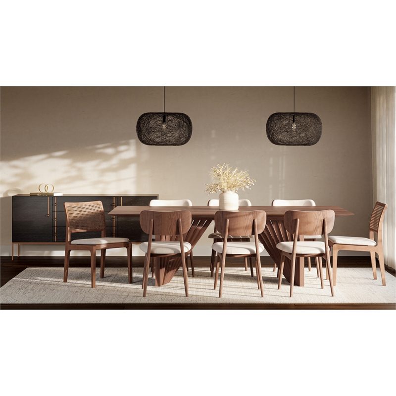 Urbia Modern Brazilian Laguna Wooden Top Dining Table in Nogal Frame