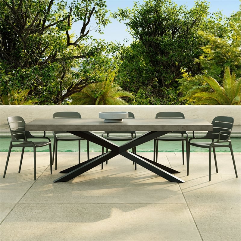 Urbia Mixx Hunter Dining Table in Black Frame Dark Grey Top