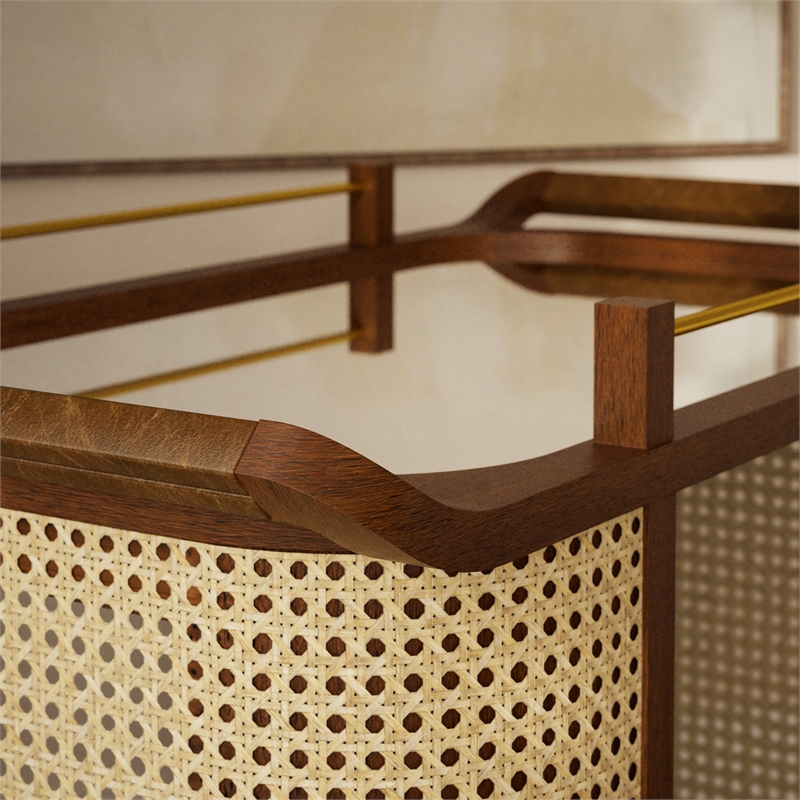 Urbia Modern Brazilian Dinda Bar Cart in Neutral Brown Frame