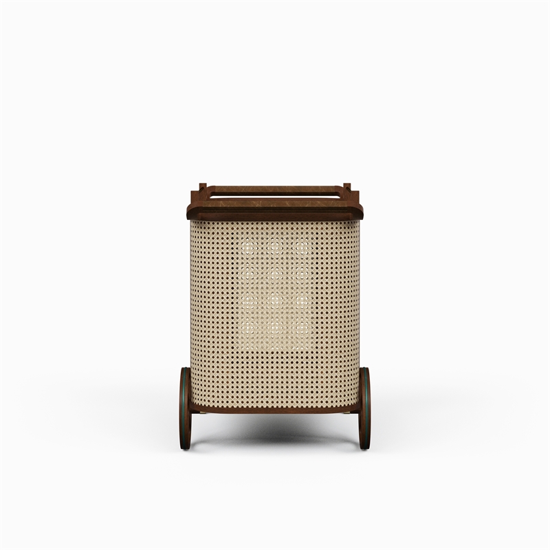 Urbia Modern Brazilian Dinda Bar Cart in Neutral Brown Frame