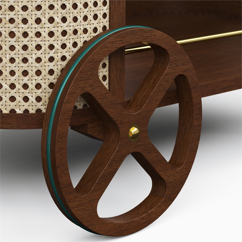 Urbia Modern Brazilian Dinda Bar Cart in Neutral Brown Frame