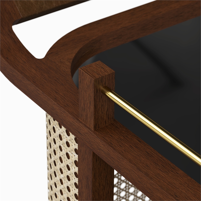 Urbia Modern Brazilian Dinda Bar Cart in Neutral Brown Frame