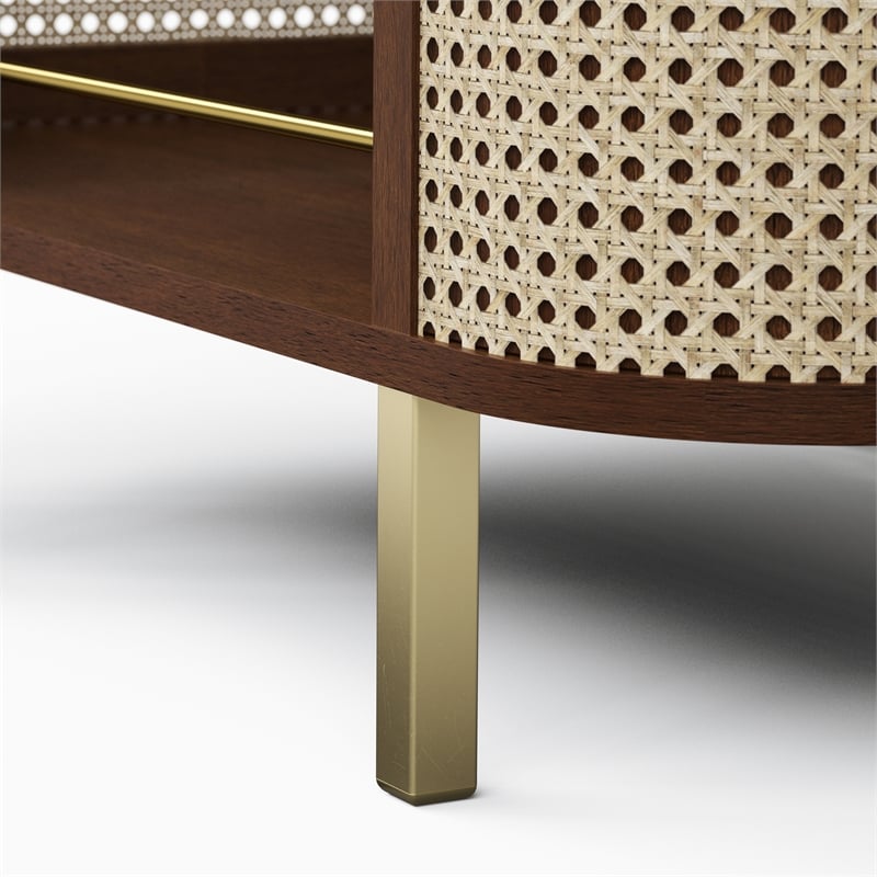 Urbia Modern Brazilian Dinda Bar Cart in Neutral Brown Frame