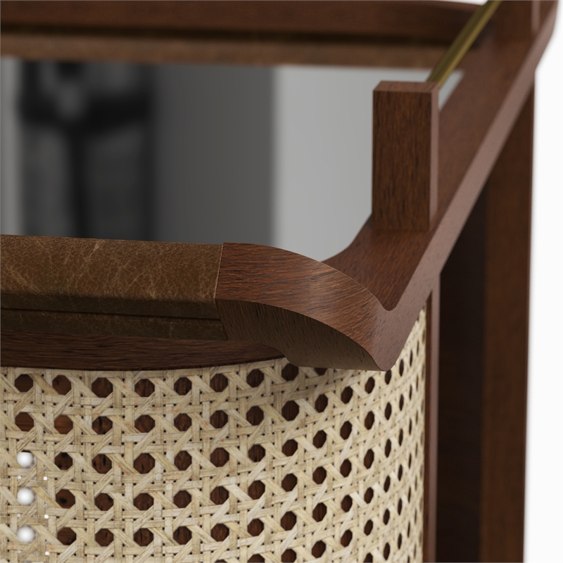 Urbia Modern Brazilian Dinda Bar Cart in Neutral Brown Frame