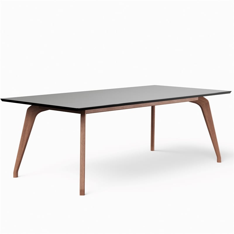Urbia Modern Brazilian Giane Dining Table in Nogal Base in Black Top