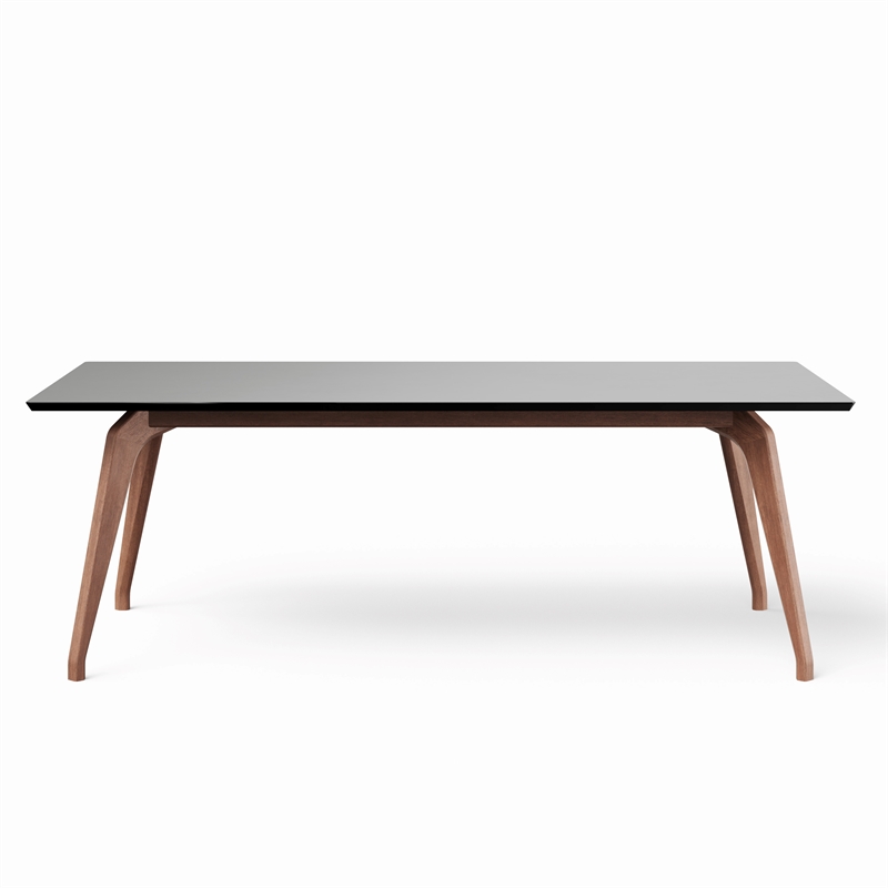 Urbia Modern Brazilian Giane Dining Table in Nogal Base in Black Top