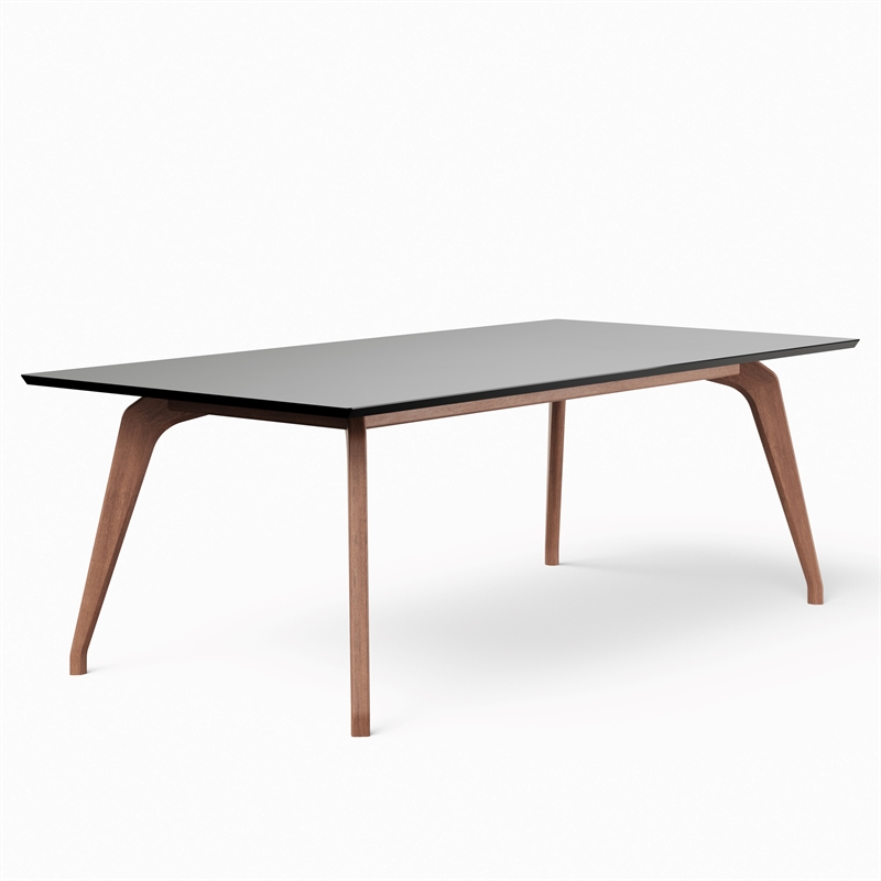 Urbia Modern Brazilian Giane Dining Table in Nogal Base in Black Top