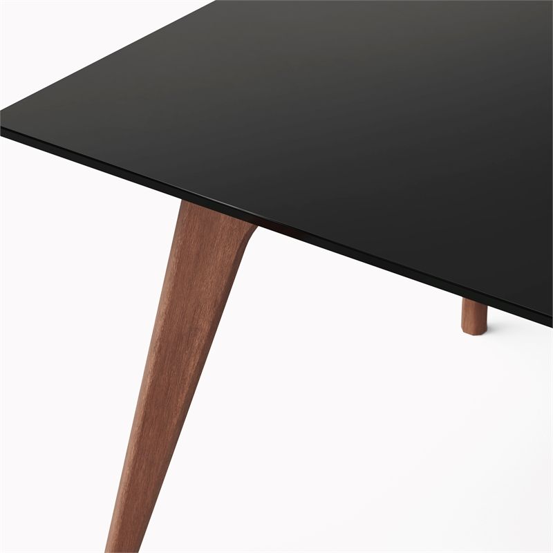 Urbia Modern Brazilian Giane Dining Table in Nogal Base in Black Top