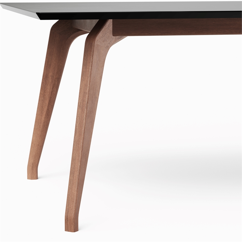 Urbia Modern Brazilian Giane Dining Table in Nogal Base in Black Top