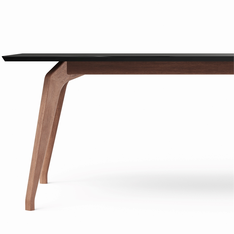 Urbia Modern Brazilian Giane Dining Table in Nogal Base in Black Top