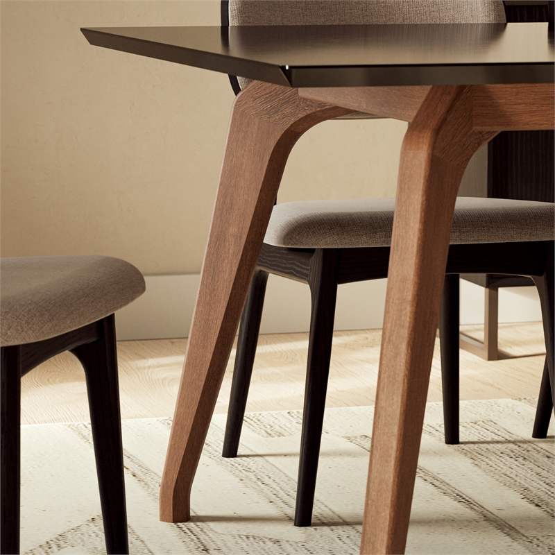 Urbia Modern Brazilian Giane Dining Table in Nogal Base in Black Top