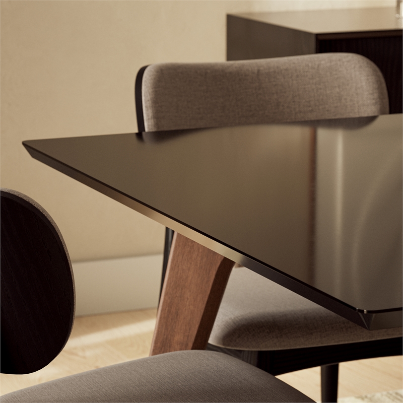 Urbia Modern Brazilian Giane Dining Table in Nogal Base in Black Top
