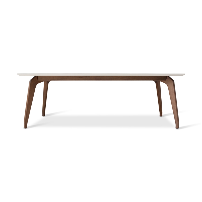 Urbia Modern Brazilian Giane Dining Table in Nogal Base in Off White Top