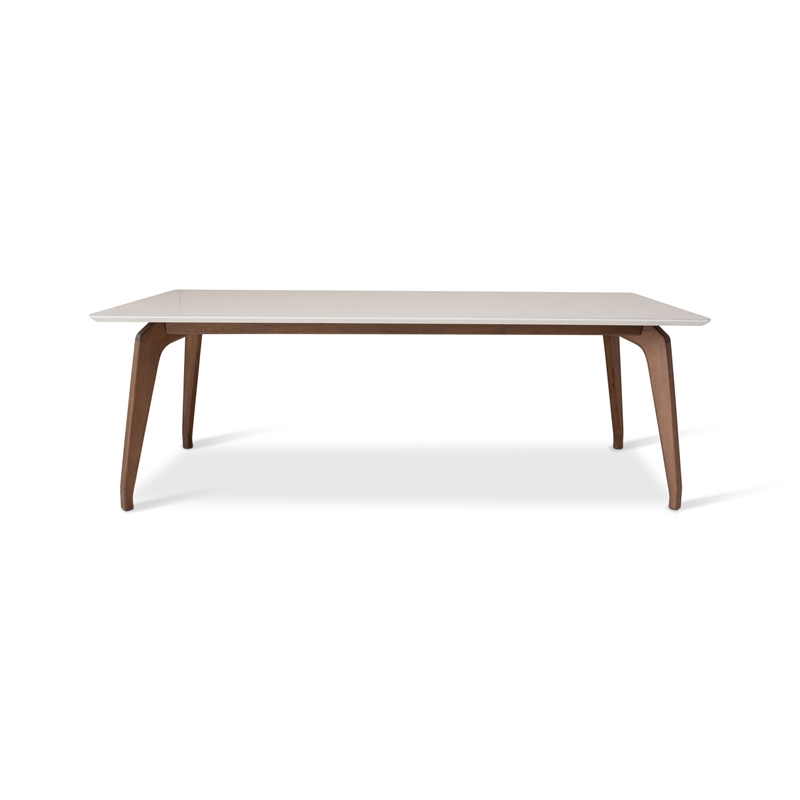 Urbia Modern Brazilian Giane Dining Table in Nogal Base in Off White Top