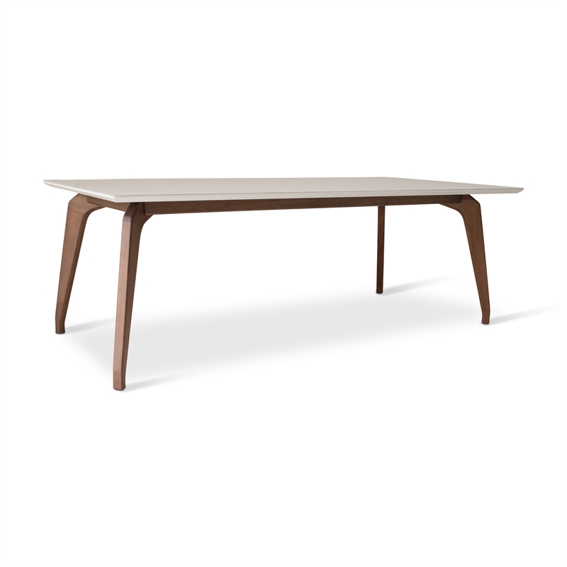 Urbia Modern Brazilian Giane Dining Table in Nogal Base in Off White Top