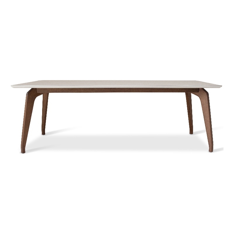Urbia Modern Brazilian Giane Dining Table in Nogal Base in Off White Top