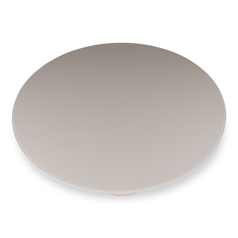 Urbia Modern Brazilian Mona Glass Top Round Dining Table in Off White/Nevoa